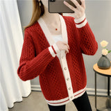 Women Knitwear Fall/Winter V-neck Sweater Coat Loose Knitted Cardigan