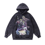 Men Hoodie Oversize Printing plus Velvet Washed Loose Couple Hoodies