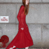 Women Dresses Spring Sexy Mesh Backless Long Sleeves Dress
