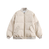 Unisex Winter Cotton Coat Embroidered Logo Baseball Collar Cotton Coat Loose Cotton Coat