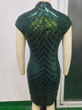 Women Evening Gown Sexy Retro Sequins Dress