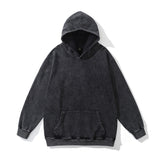 Men Hoodie Washed and Worn Black Gray Loose Oversize Hoodie