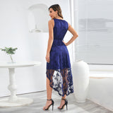 Women Date Dress Summer Butterfly Embroidery Mesh Lace Dress