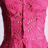 Women Dresses Summer Strap Lace Embroidery Hollow Dress (Qymy0409)