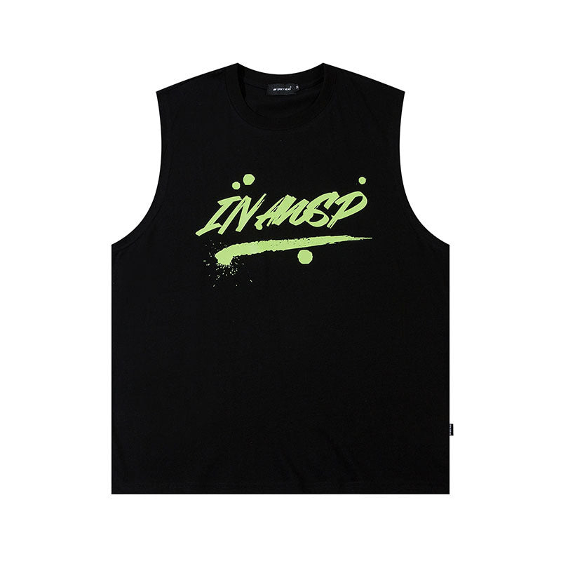 Men Vest Letter Graffiti Sleeveless T-shirt