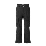 Men Sweatpants Stereo Multi-Pocket Cargo Pants Male Solid Color Bootcut Trousers Loose Casual Trousers