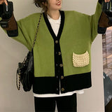Women Knitwear Autumn and Winter V-neck Sweater Loose Knitted Cardigan