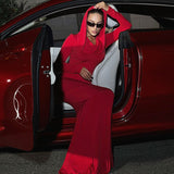 Women Dresses Fall Slim Fit Hooded Long Sleeve Dress
