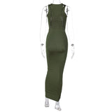 Women Dresses Summer Hollow Slim round Neck Sleeveless Dress