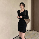 Women Maxi Dress Autumn Winter Retro Sexy Hip Knitwear Dress