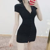 Women Dresses Short Sleeve Dress Short Skirt Hip Skirt