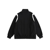 Unisex Jacket Retro Patchwork Coat Loose Lapel Sports Jacket