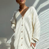 Ladies Leisure Knitwear Loose Knitted Sweater Women Casual Solid Color Autumn and Winter Cardigan