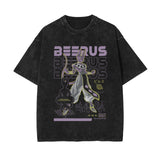 Printed washed old short-sleeved t-shirt