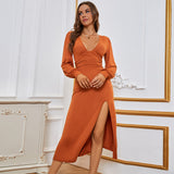 Women Dress Sexy V-neck Slim Fit Dress