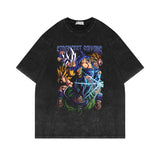 Washed and old retro short-sleeved T-shirt oversize high street half-sleeves