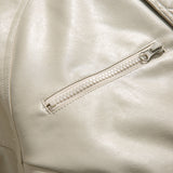 Unisex Winter Cotton Coat Stand-up Collar Cotton-Padded Clothes Vintage PU Leather Cotton-Padded Jacket
