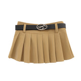 Women Skirt PU Leather Pleated Skirt for Girls Autumn and Winter