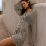 Beach Sweater Dress Summer Sexy Knitted Cutout Beach Bikini Swimsuit Blouse