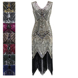 Flappers 1920S Dress Sequined Dress plus Size Tassel V-neck Evening Gown