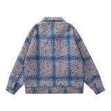 Men Jacket Coat Vintage Plaid Lapel Jacket