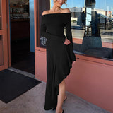 Women Dresse off-Shoulder Long Sleeve Dress Tight Dress