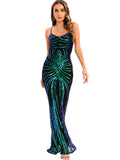 Women's Evening Gown Evening Dress Sexy Strap Vintage Sequins Dress