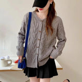 Women Knitted Cardigan Vintage Sweater Coat for Women Autumn and Winter Loose Knitted Cardigan