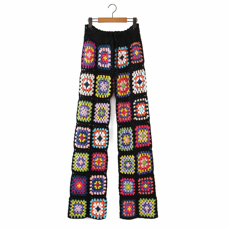 Women Sweatpants Knitted Straight Pants Autumn Retro Casual Pants
