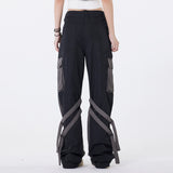 Men Sweatpants Punk Hip Hop Stitching Contrast Color Wide-Leg Workwear Trousers