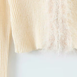 Women Sweater Knit Wear Autumn Short Fur Collar Knitted Cardigan Single-Breasted Top