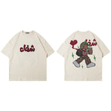 Men T Shirt Vintage Printed round Neck Short Sleeve T-shirt