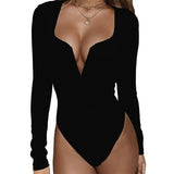 Women Jumpsuit Autumn V-neck Long Sleeve Slim Fit Jumpsuit