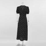 Women Dress Spring and Summer Elegant Print Puff Sleeve Dress