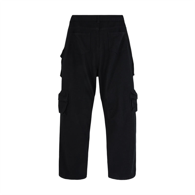 Men Sweatpants Solid Color Multi-Pocket Cargo Pants Men Casual Sports Trousers