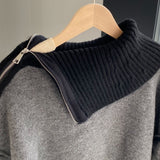 Women Winter Knitted Sweater Autumn Sweater Long Sleeve Zipper Sweater R8922