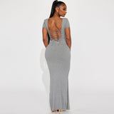 Women Dresses Spring and Summer Sexy Backless Short Sleeve Dress