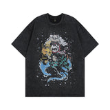 Men T Shirt Vintage Distressed Cartoon Short Sleeve T-shirt