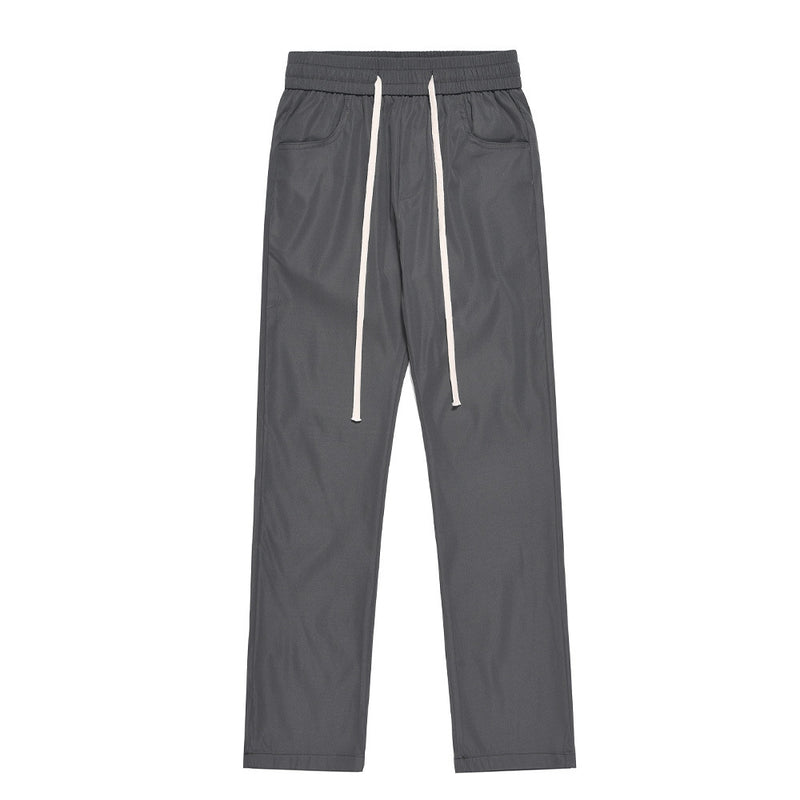 Men Sweatpants Solid Color Casual Trousers Baggy Straight Trousers