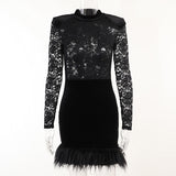 Women Dresses Autumn Sexy Hip Lace Skirt Dress