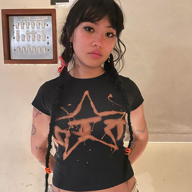 Women T-shirt 44052 Summer round Neck Pullover Short Sleeve Casual Top T-shirt