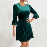 Women Dress Autumn and Winter round Neck Slim Fit Skirt