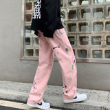 Men Jeans Splash-Ink Jeans Men's Autumn Baggy Straight Trousers Casual Trousers