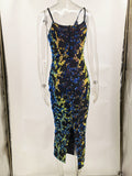Women Evening Gown Sexy Sling Vintage Party Sequins Dress