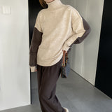 Women Winter Knitted Sweater Autumn and Winter Turtleneck Sweater Loose Pullover Sweater 8t3109