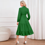 Women Date Dress Stand-up Collar Bowknot Dress Autumn and Winter