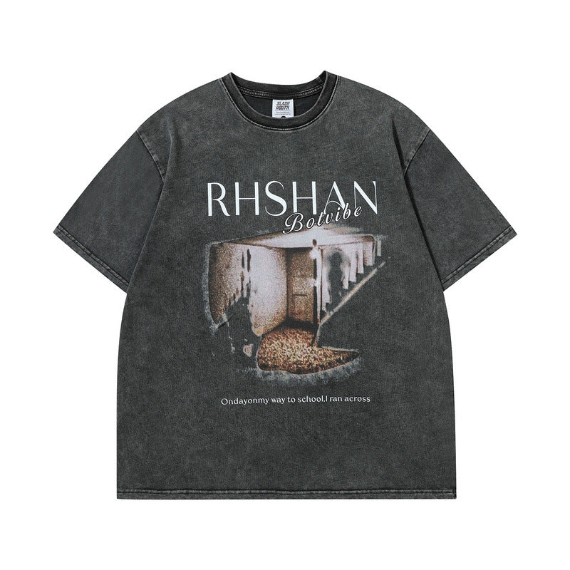 Men T Shirt Vintage Printed Men's Short-Sleeved T-shirt