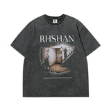 Men T Shirt Summer Retro round Neck Short Sleeves T-shirt Oversize