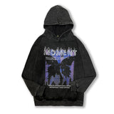 Men Hoodie Butterfly Print Washed Hooded Sweater