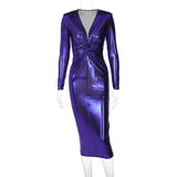 Women Dresses Spring Sexy V-neck Long-Sleeve Dress